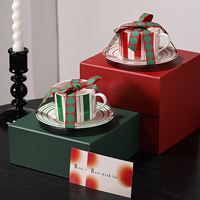 Striped Ceramic Cup and Saucer