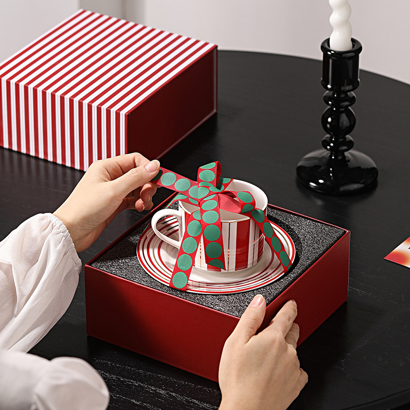 Striped Ceramic Cup and Saucer