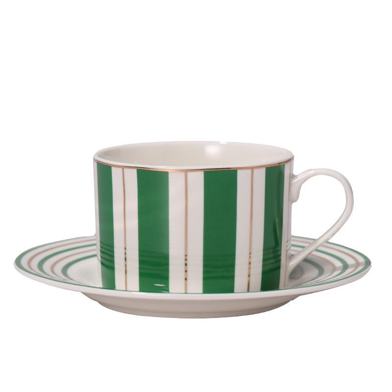 Striped Ceramic Cup and Saucer