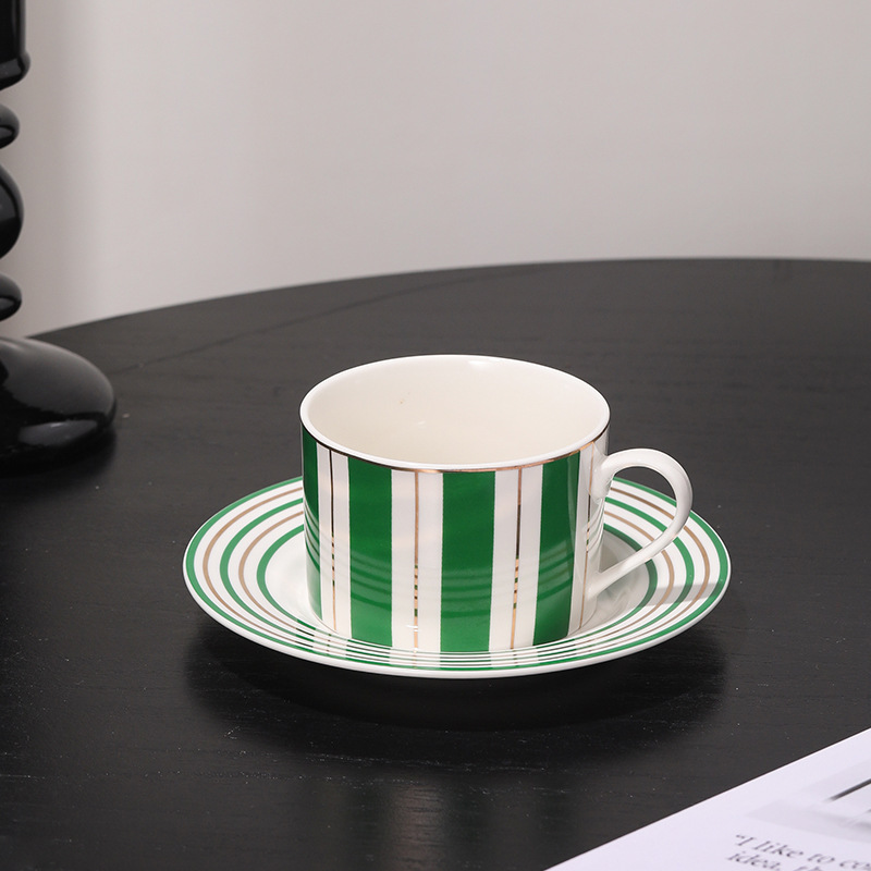 Striped Ceramic Cup and Saucer