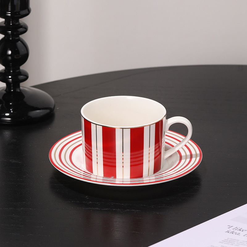 Striped Ceramic Cup and Saucer
