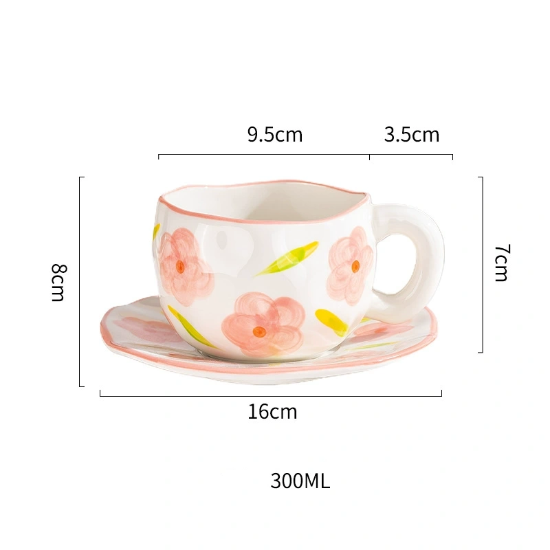 Heart Pattern Ceramic Cup and Saucer