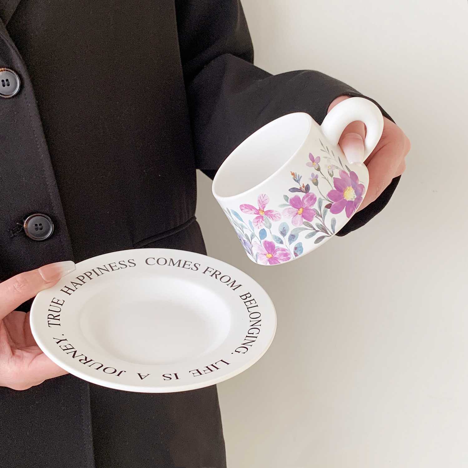Floral Ceramic Cup and Saucer