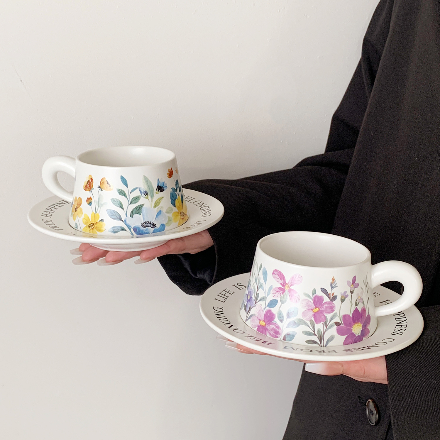 Floral Ceramic Cup and Saucer