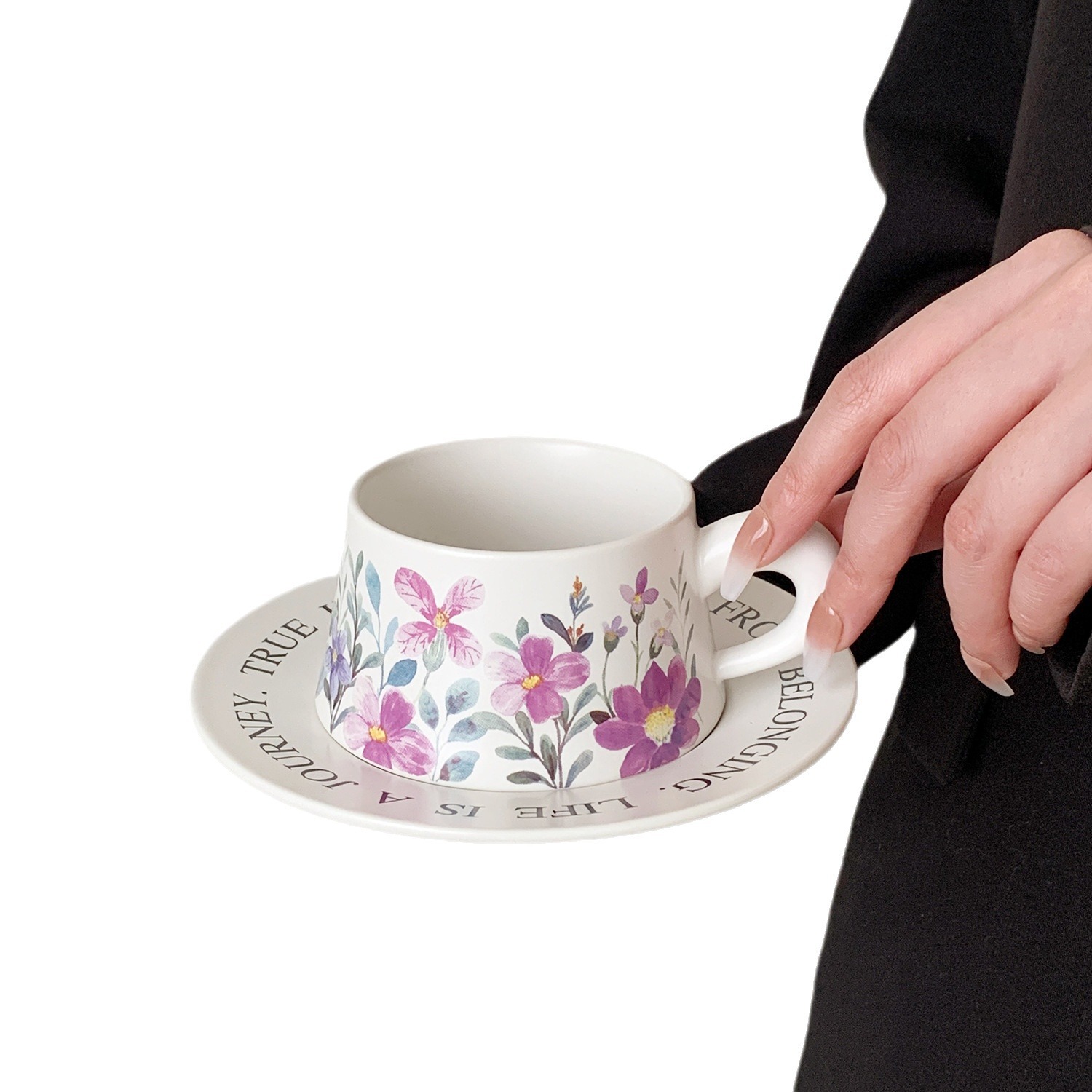 Floral Ceramic Cup and Saucer