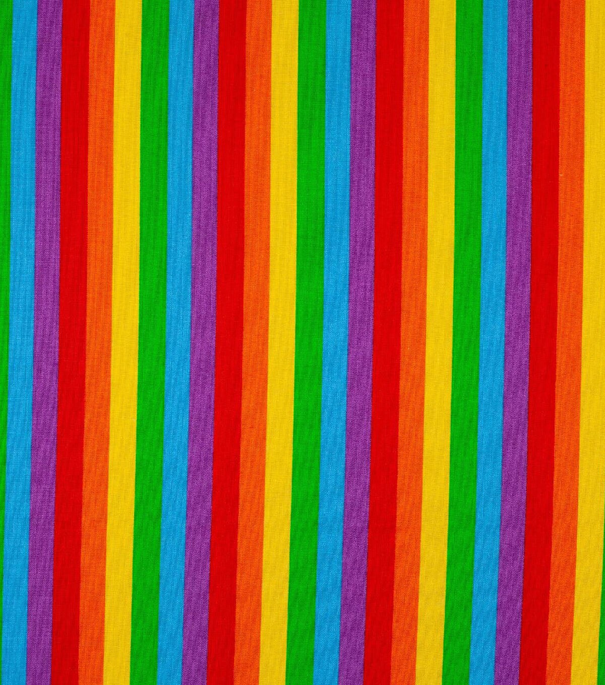 Novelty Cotton Fabric Rainbow Stripe