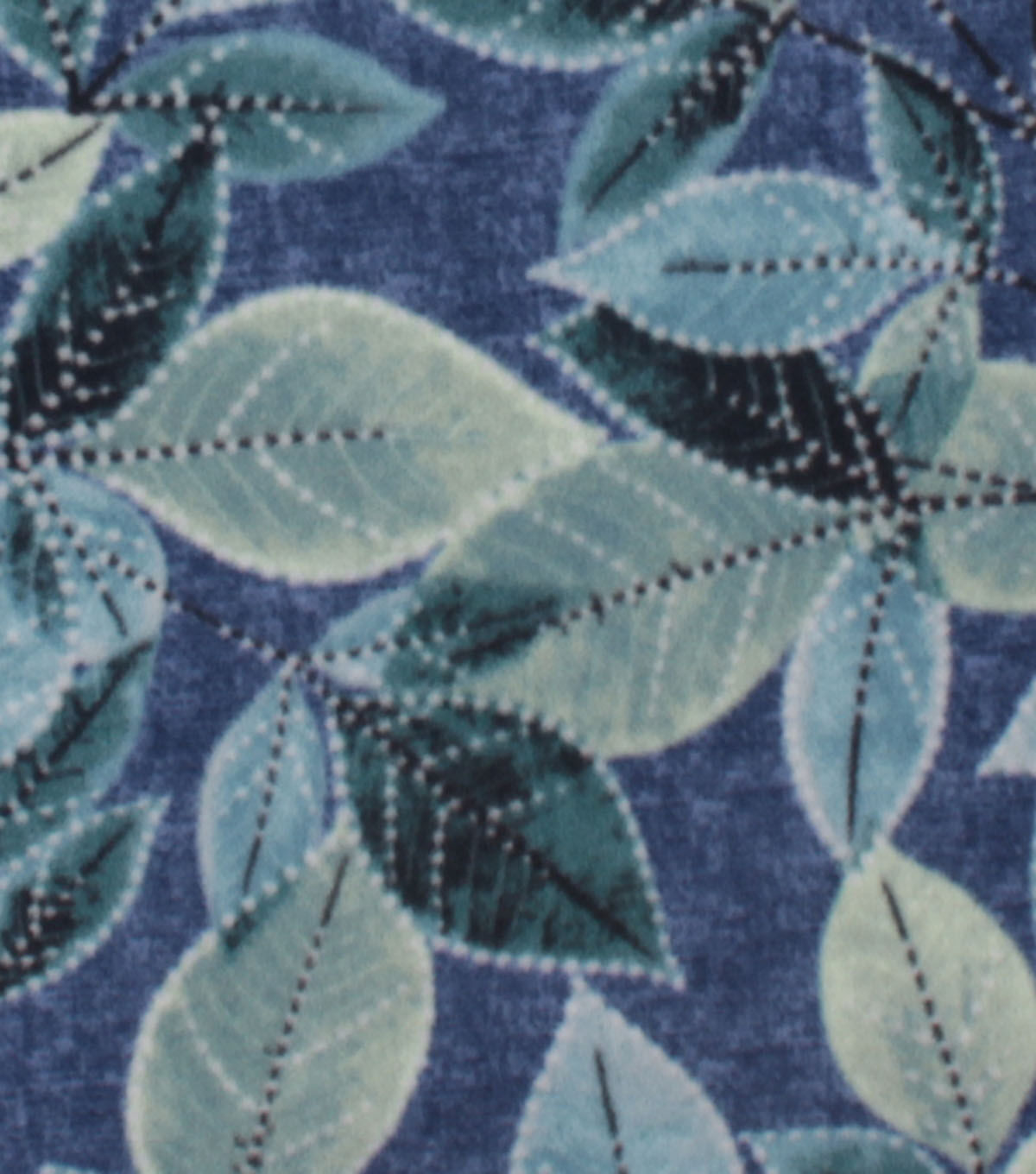 Leaves on Blue Anti Pill Plush Fleece Fabric