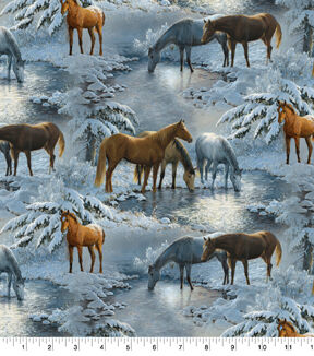 White & Brown Crystal Glenn Novelty Cotton Fabric