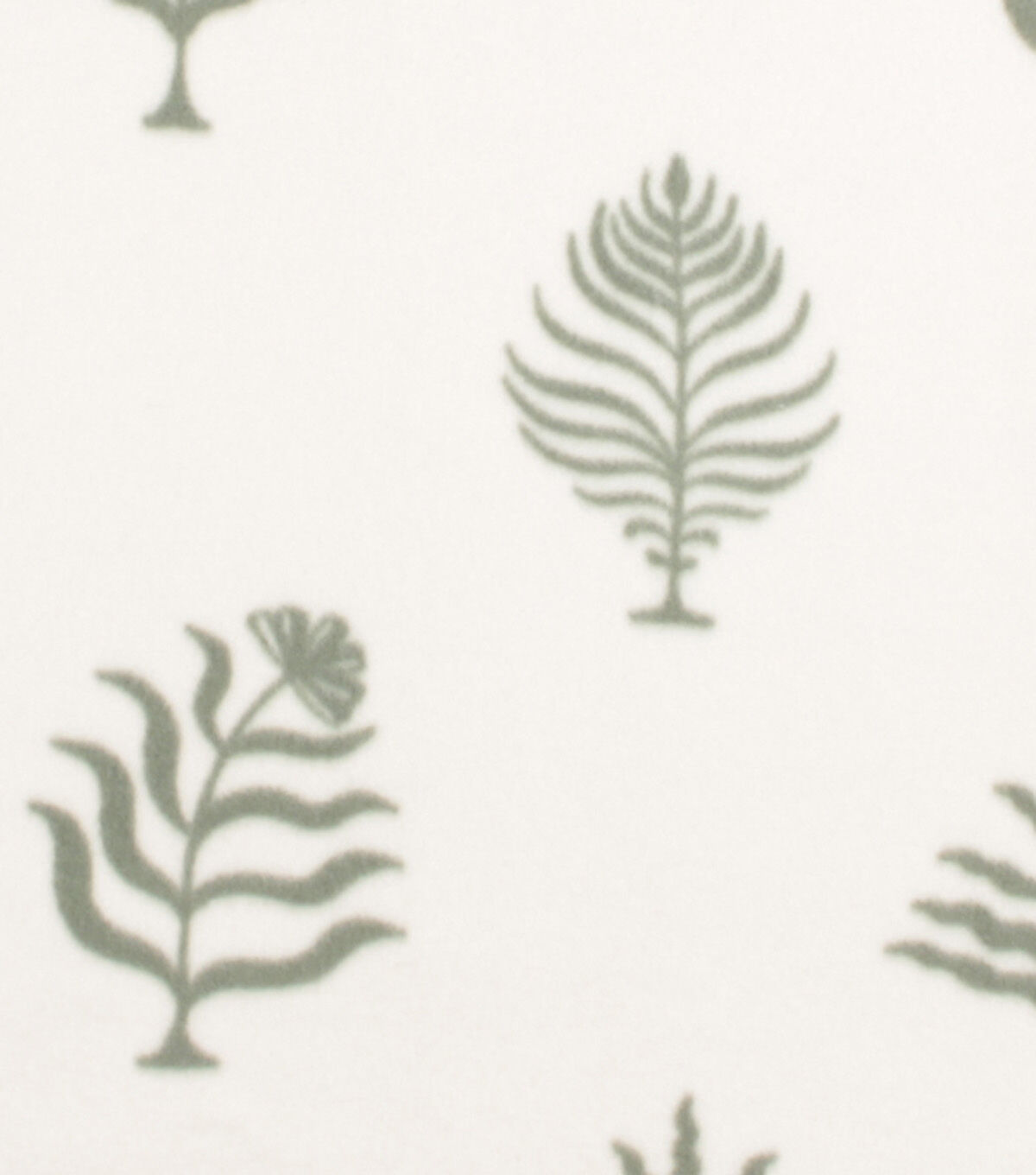 Green Foliage On Cream Blizzard Prints Fleece Fabric