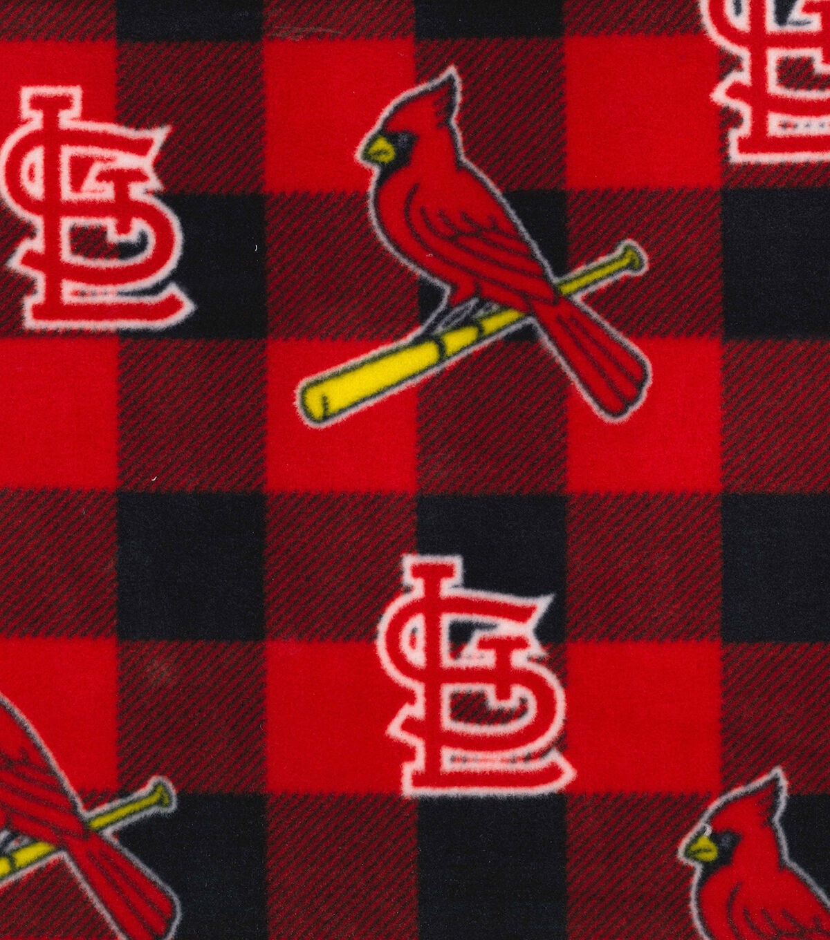 Fabric Traditions St. Louis Cardinals Fleece Fabric Buffalo Check