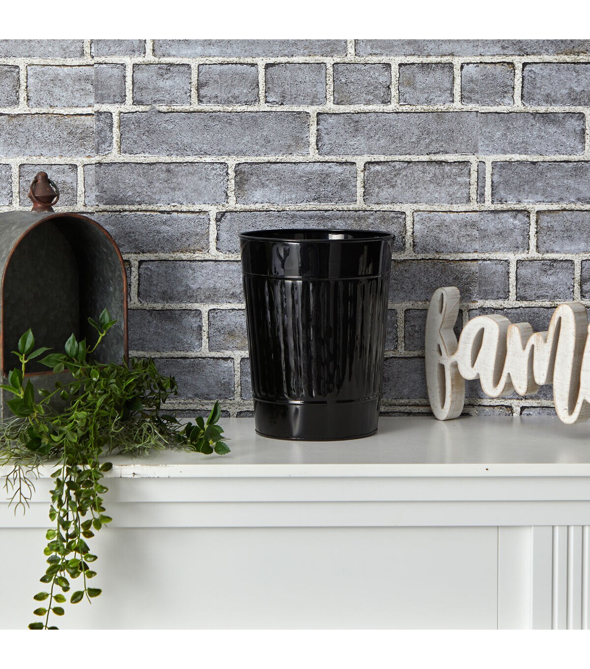 Nearly Natural 10 Black Farmhouse Country Pail Planter