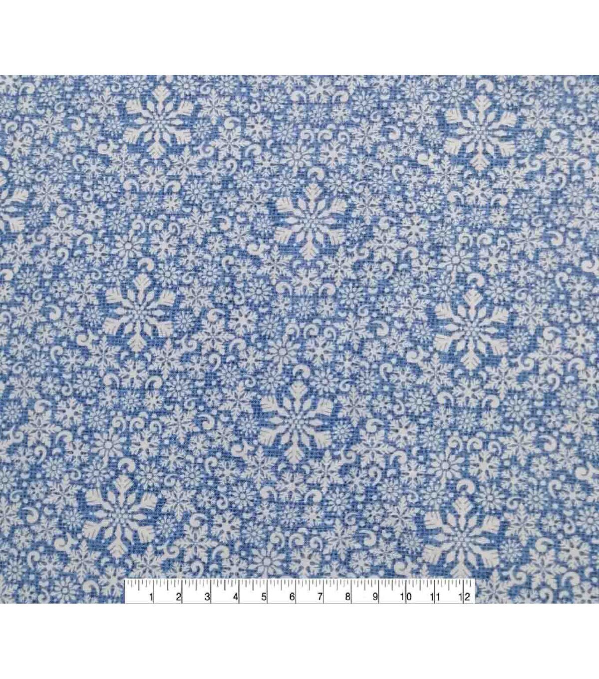 Twinkle Snowflakes on Blue Christmas Cotton Fabric