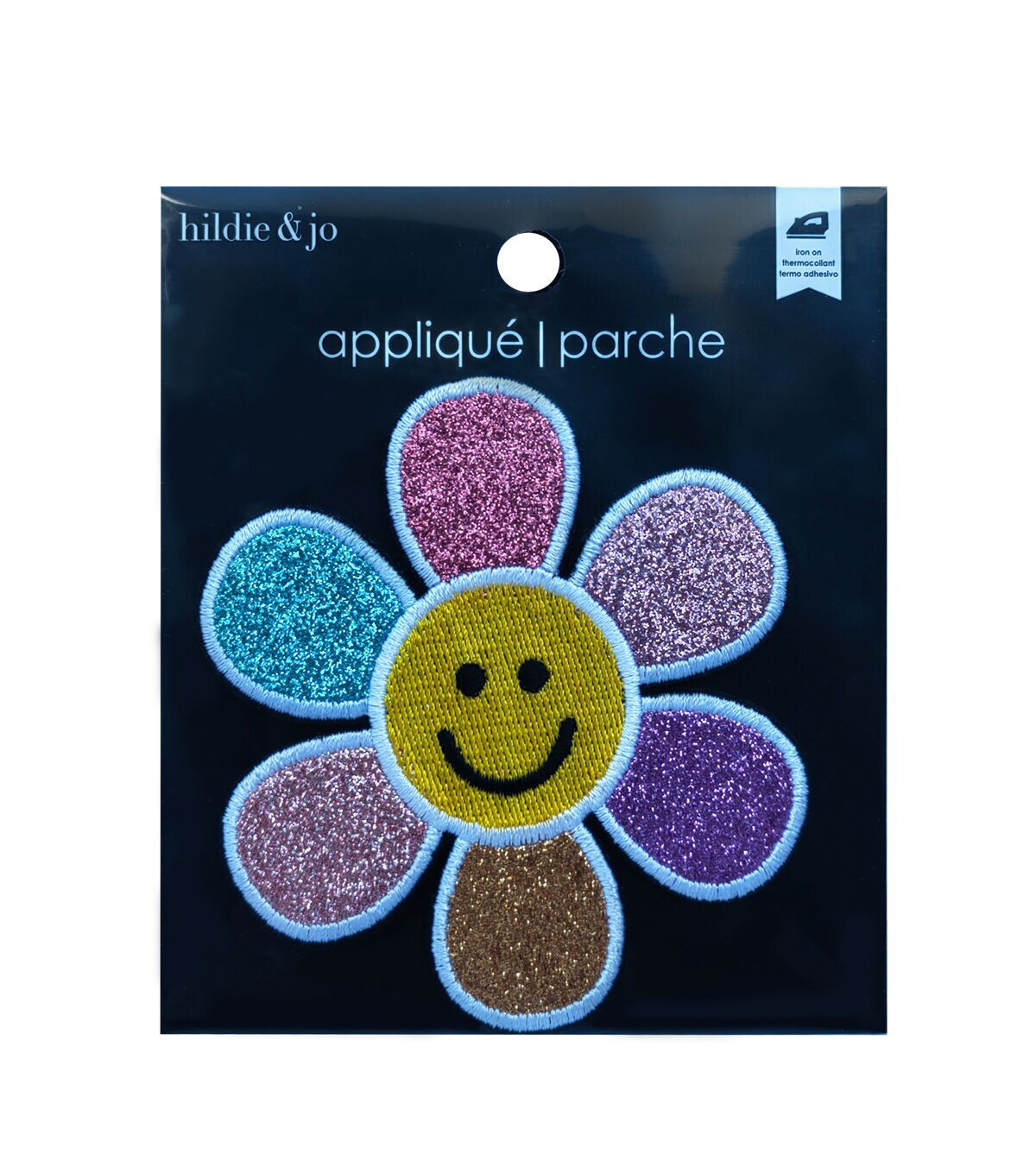 3.5 Glitter Smile Daisy Applique by hildie & jo