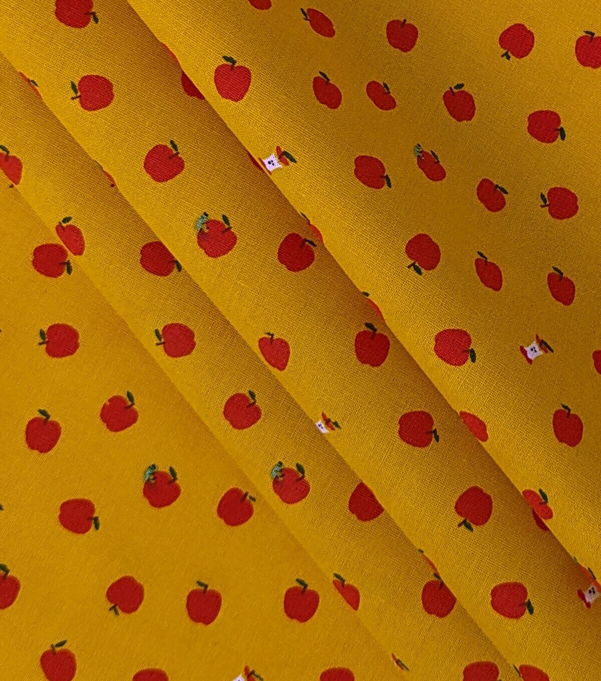 Apples On Yellow Novelty Cotton Fabric by POP!