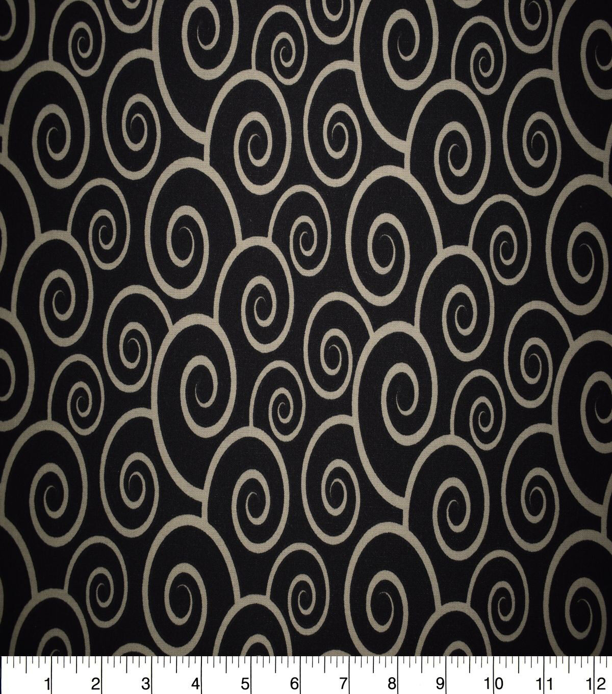Neutral Swirls on Black Quilt Cotton Fabric by Quilter's Showcase