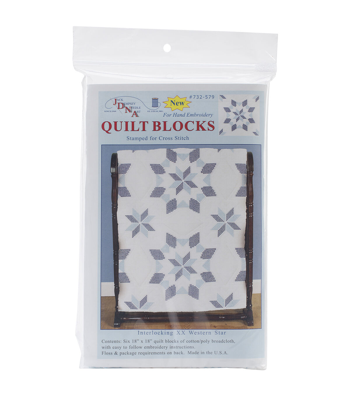 Jack Dempsey 18 Interlocking XX Western Star Stamped Quilt Blocks 6pk