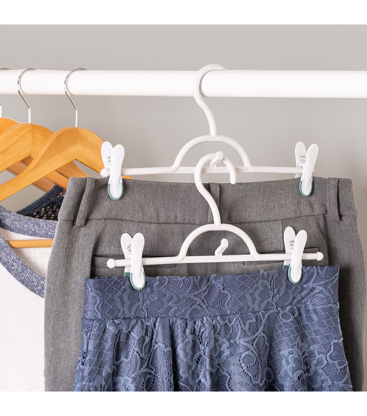 Honey Can Do 12 x 7 White Soft Touch Pant Skirt Hangers 12pk