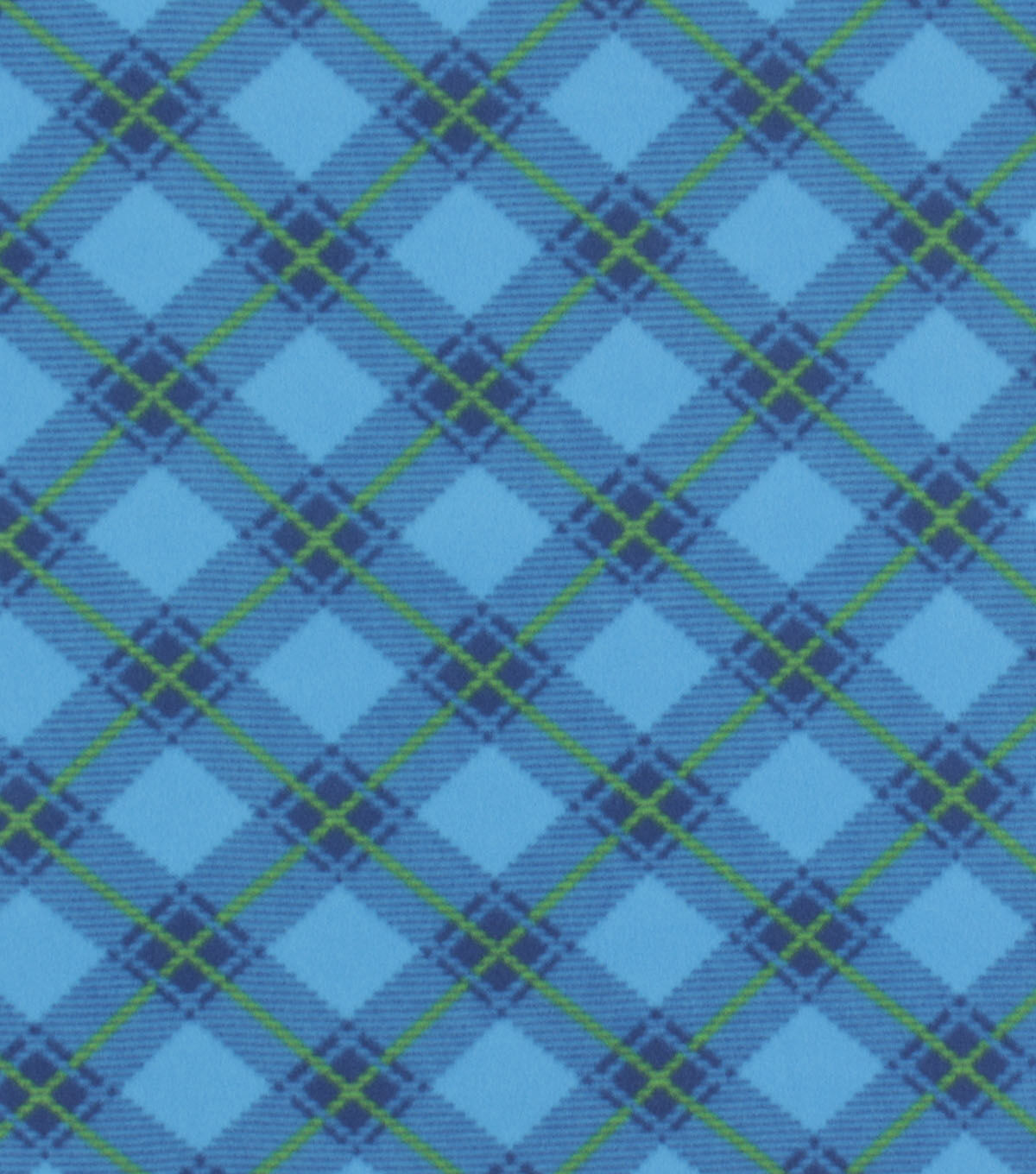 Blue Green Bias Check Blizzard Fleece Fabric