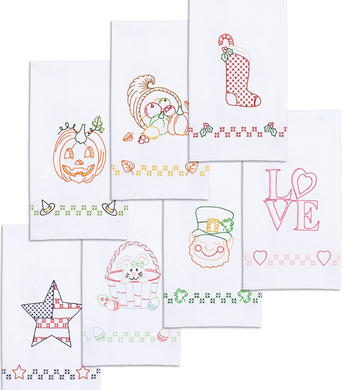 Jack Dempsey 17 x 28 Holidays Stamped Decorative Hand Towels 7pk