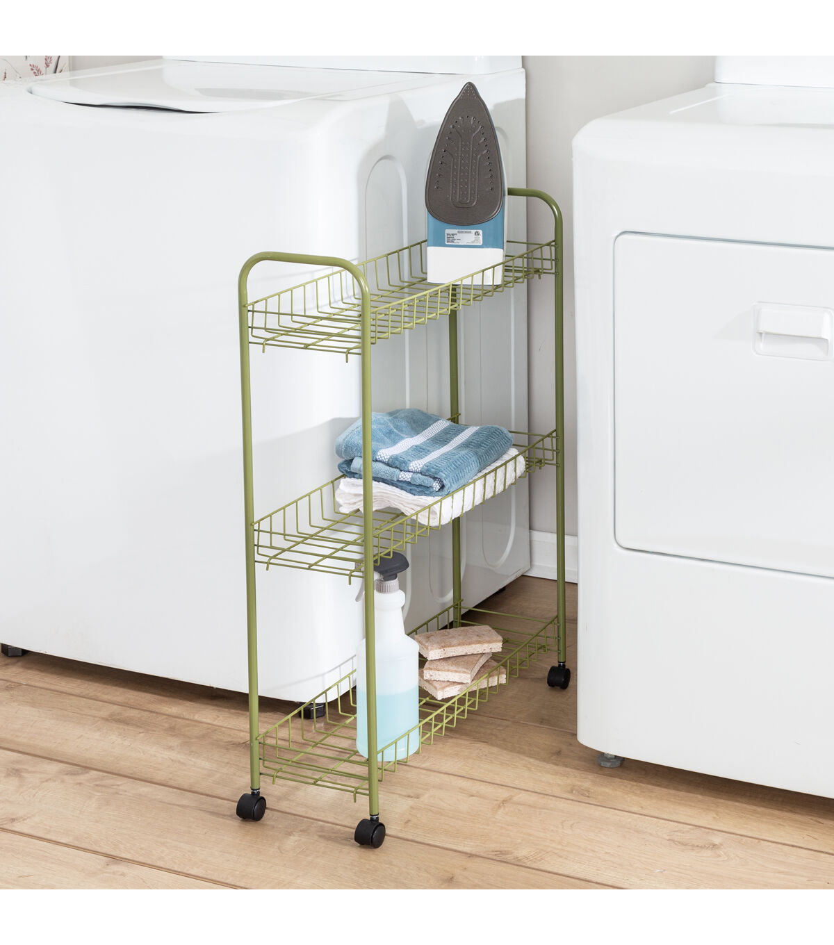 Honey Can Do 23 x 31 Olive 3 Tier Rolling Utility Cart