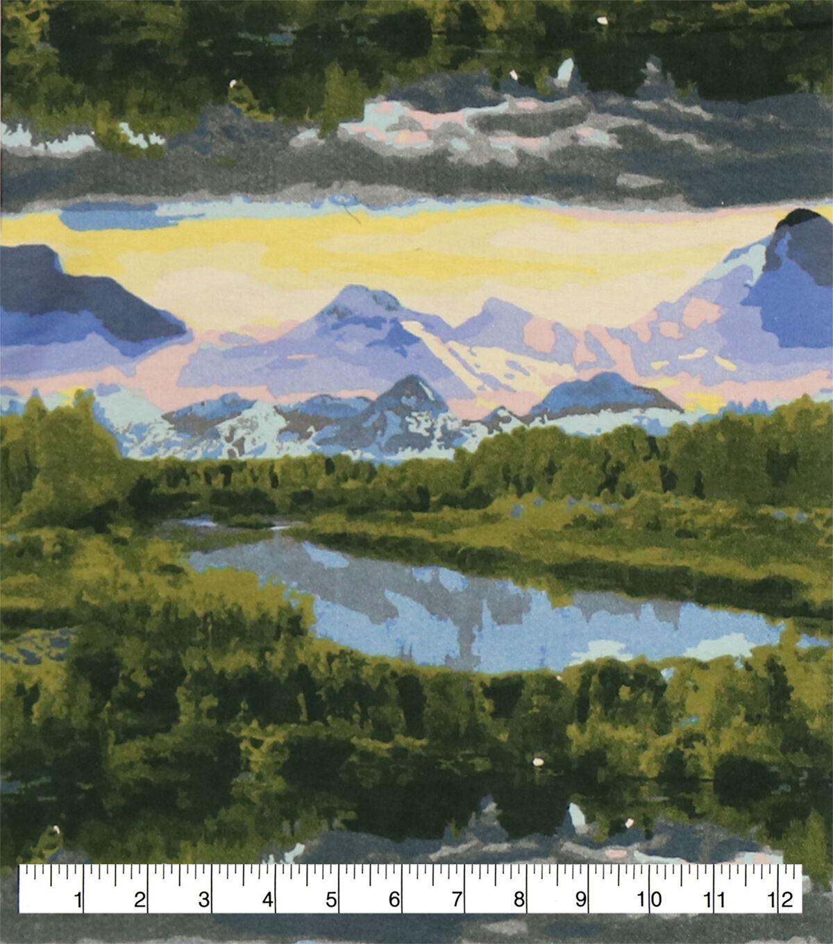 Watercolor Mountain View Super Snuggle Flannel Fabric