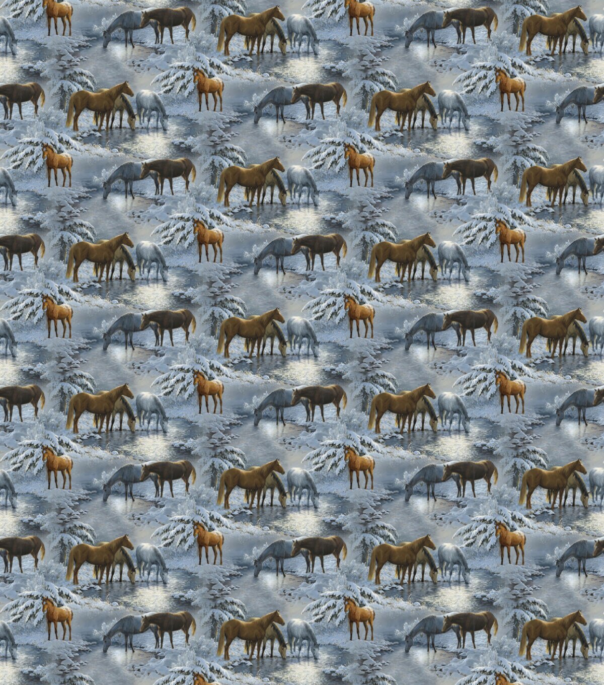 White & Brown Crystal Glenn Novelty Cotton Fabric