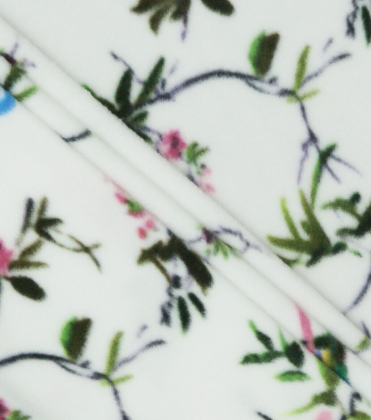 Birds & Branches on Mint Anti Pill Fleece Fabric