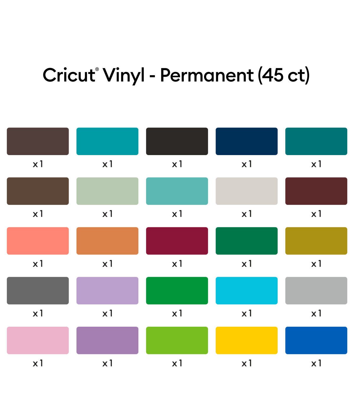 Cricut 12 x 12 Everything Permanent Vinyl Samplers 45ct