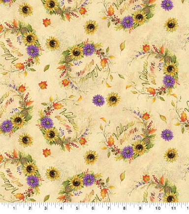 Susan Winget Welcome Autumn Wreaths Fall Cotton Fabric