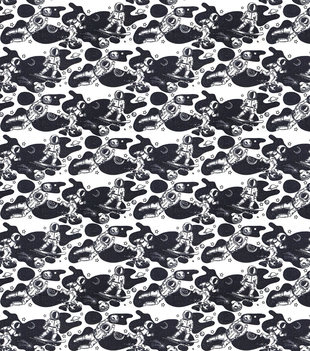 Skateboarding Astronaut Super Snuggle Flannel Fabric