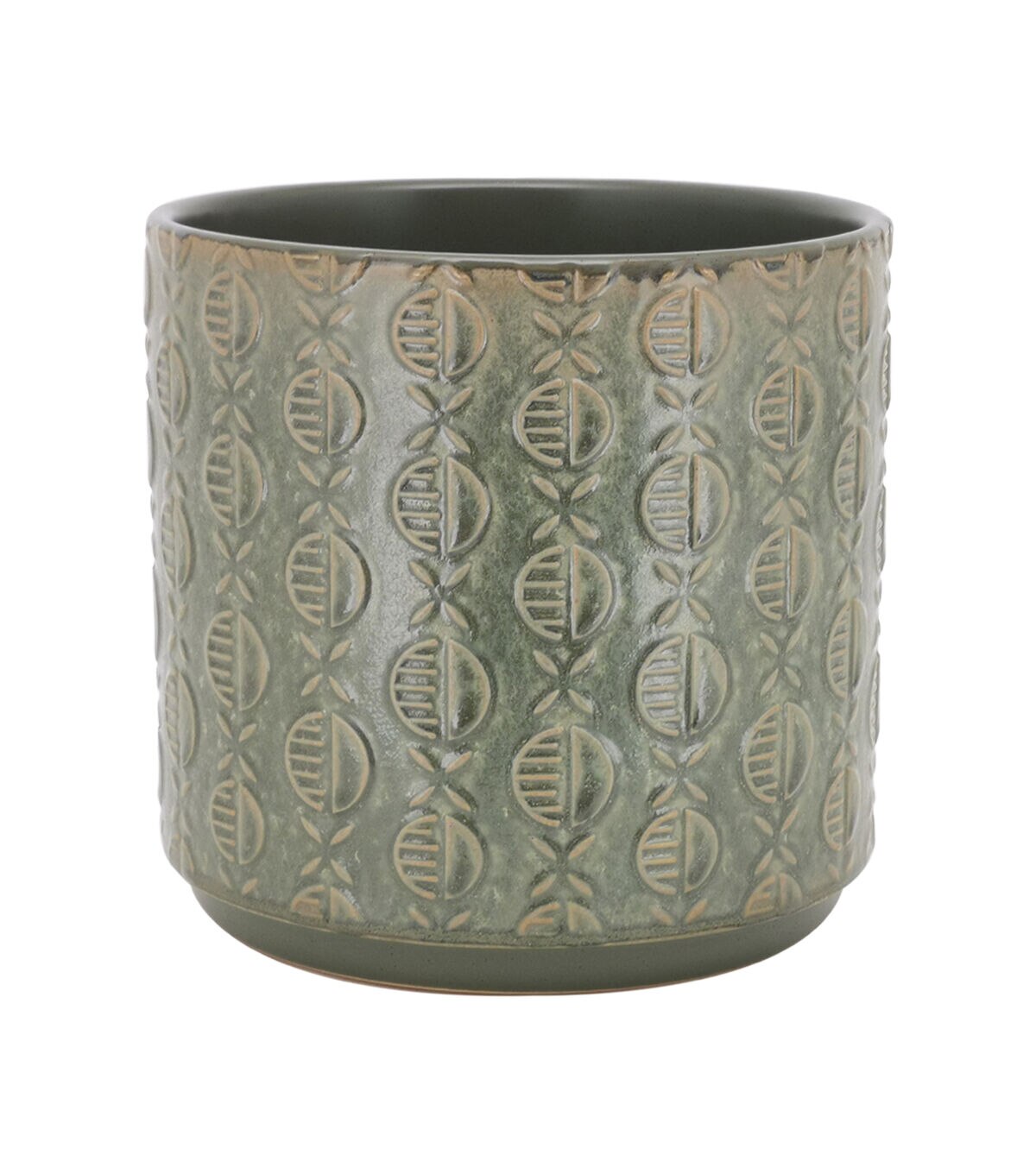 7 Green & Tan Geometric Ceramic Planter by Bloom Room