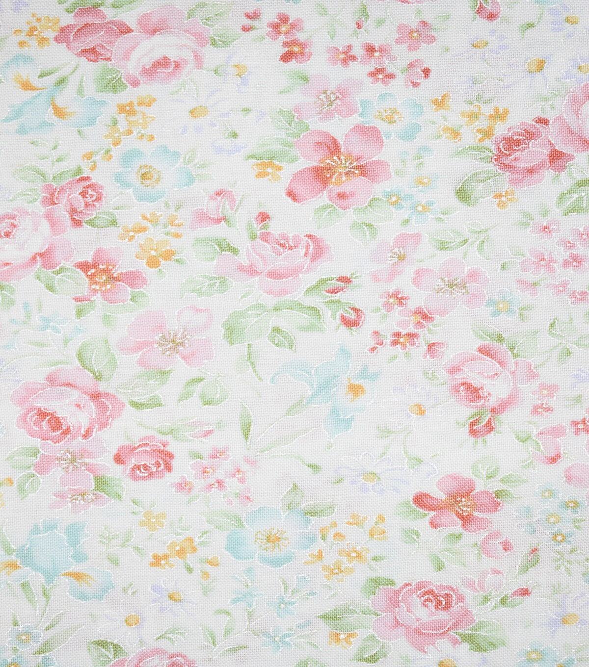 Garden Flowers Quilt Metallic Cotton Fabric by Keepsake Calico