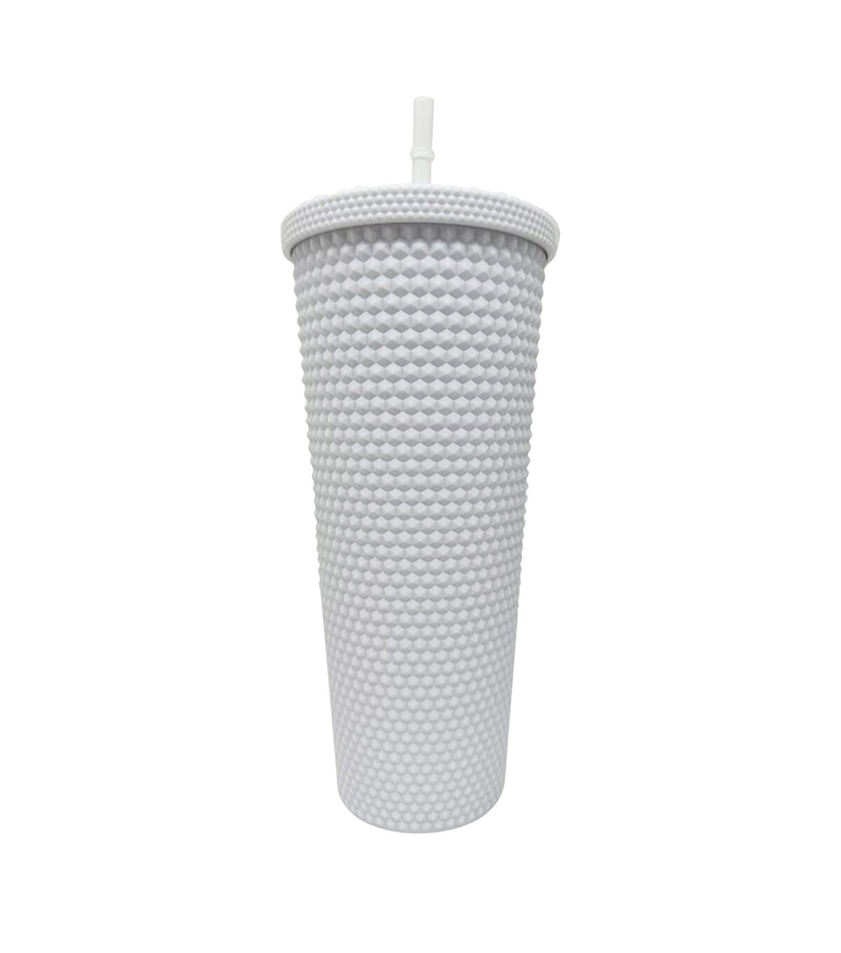 24oz White Textured Tumbler With Straw by Happy