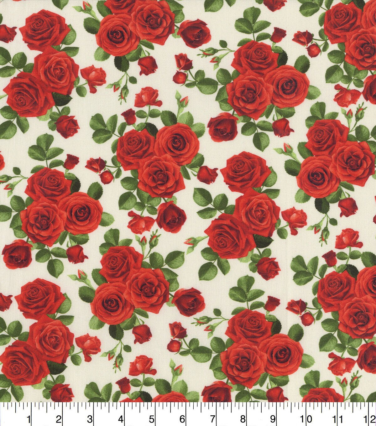 Hi Fashion Rose Bouquets on White Premium Cotton Fabric