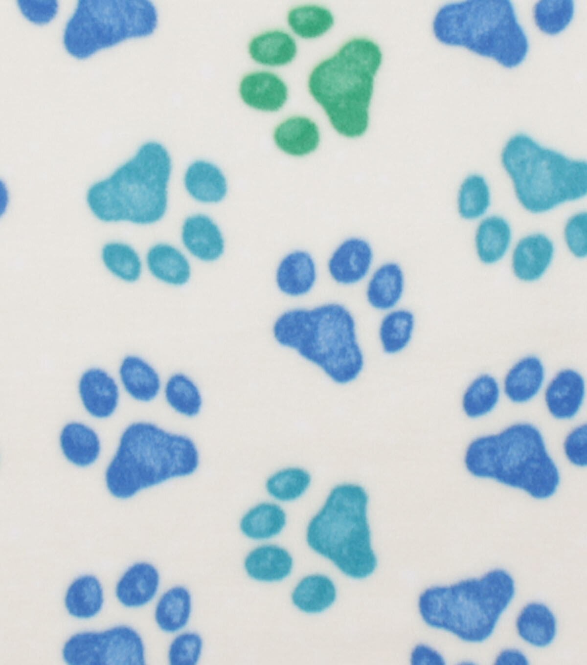 Green & Blue Paw Prints Anti Pill Plush Fleece Fabric