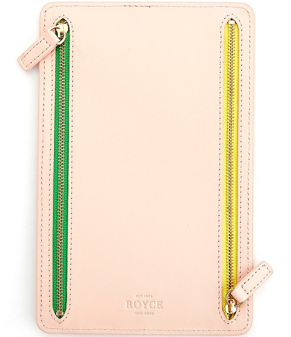 Leather RFID Blocking Four Zip Organizer Travel Case