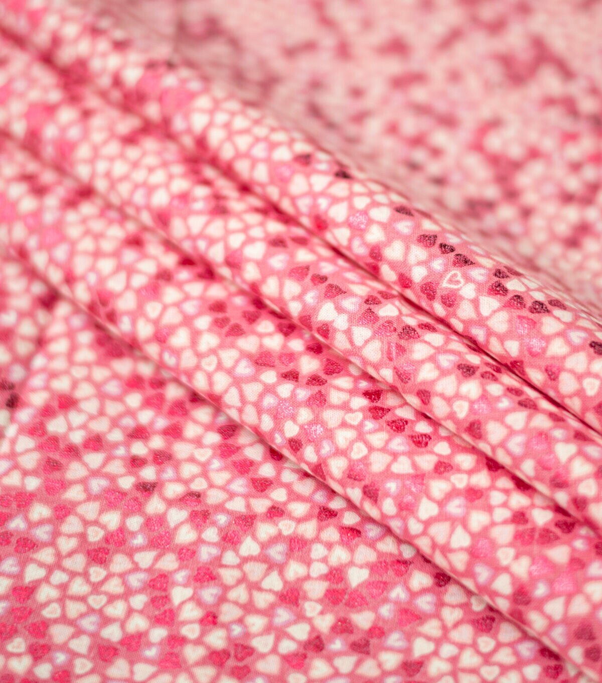 Packed Hearts on Pink Foil Cotton Fabric by Keepsake Calico