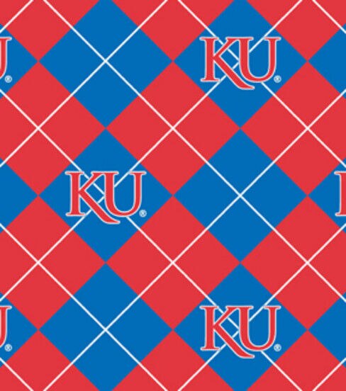 University of Kansas Jayhawks Fleece Fabric Argyle