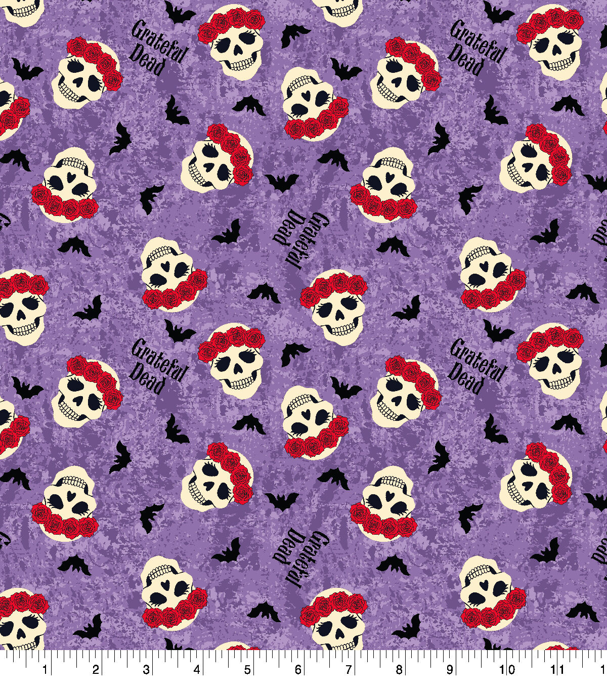 Grateful Dead Halloween Rose Skull Cotton Fabric