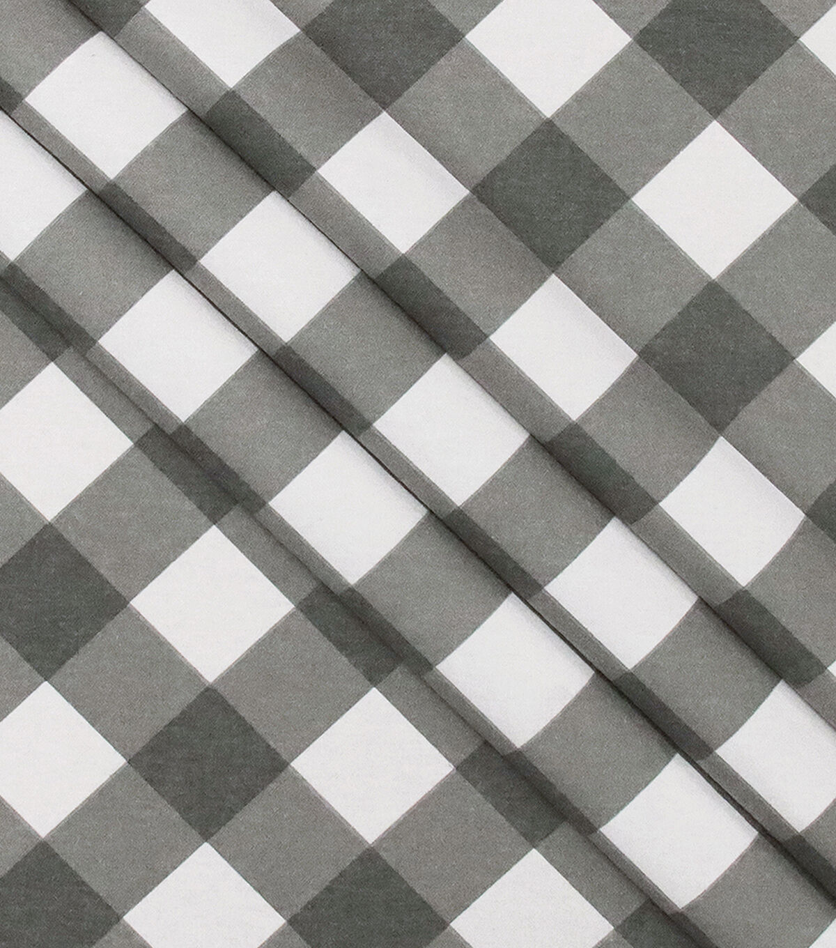Gray White Bias Check Super Snuggle Flannel Fabric