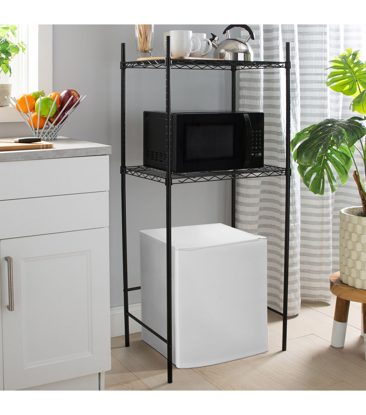 Organize It All 53 Black Fridge & Microwave Stand