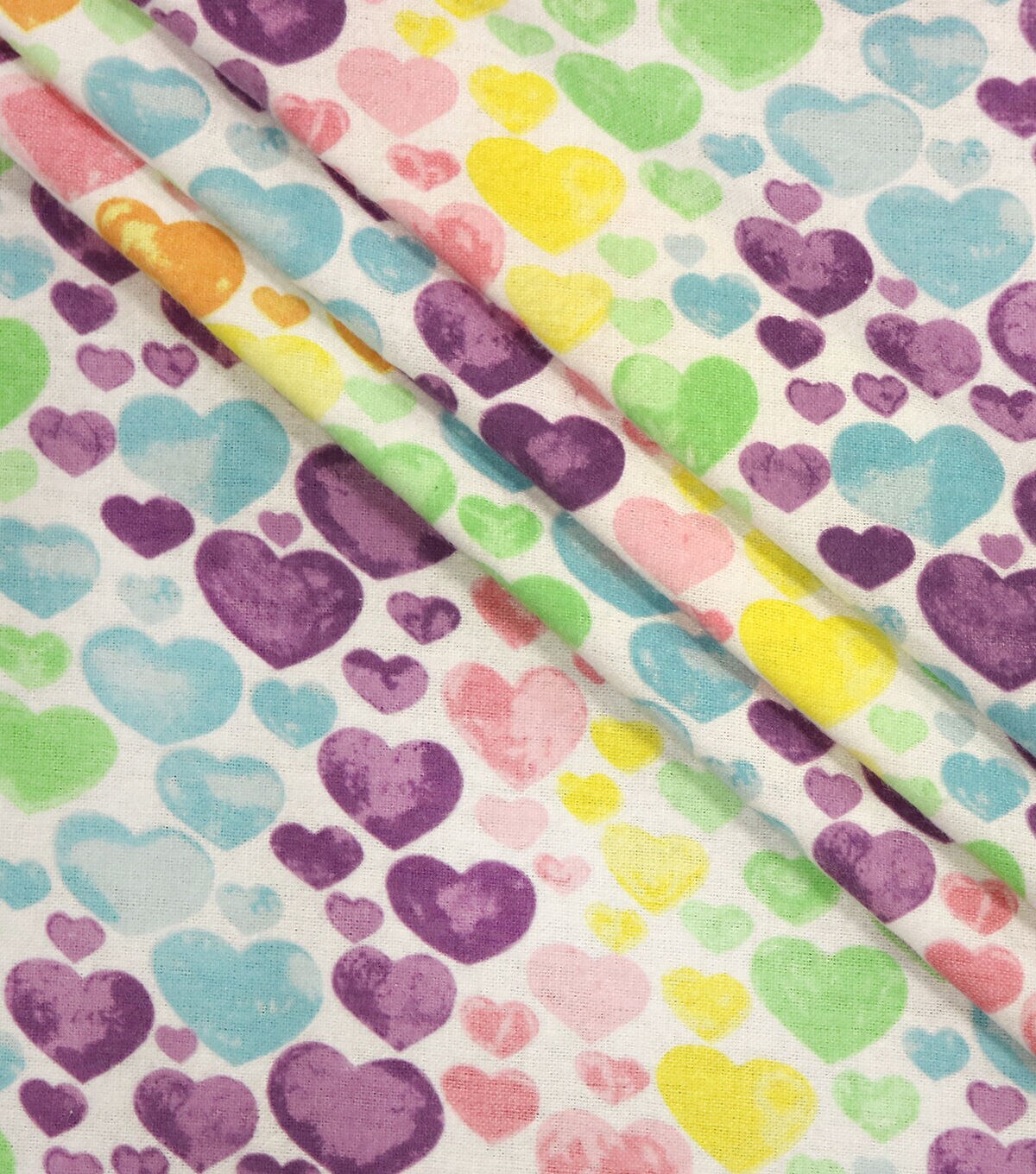 Watercolor Hearts Pastel Super Snuggle Flannel Fabric