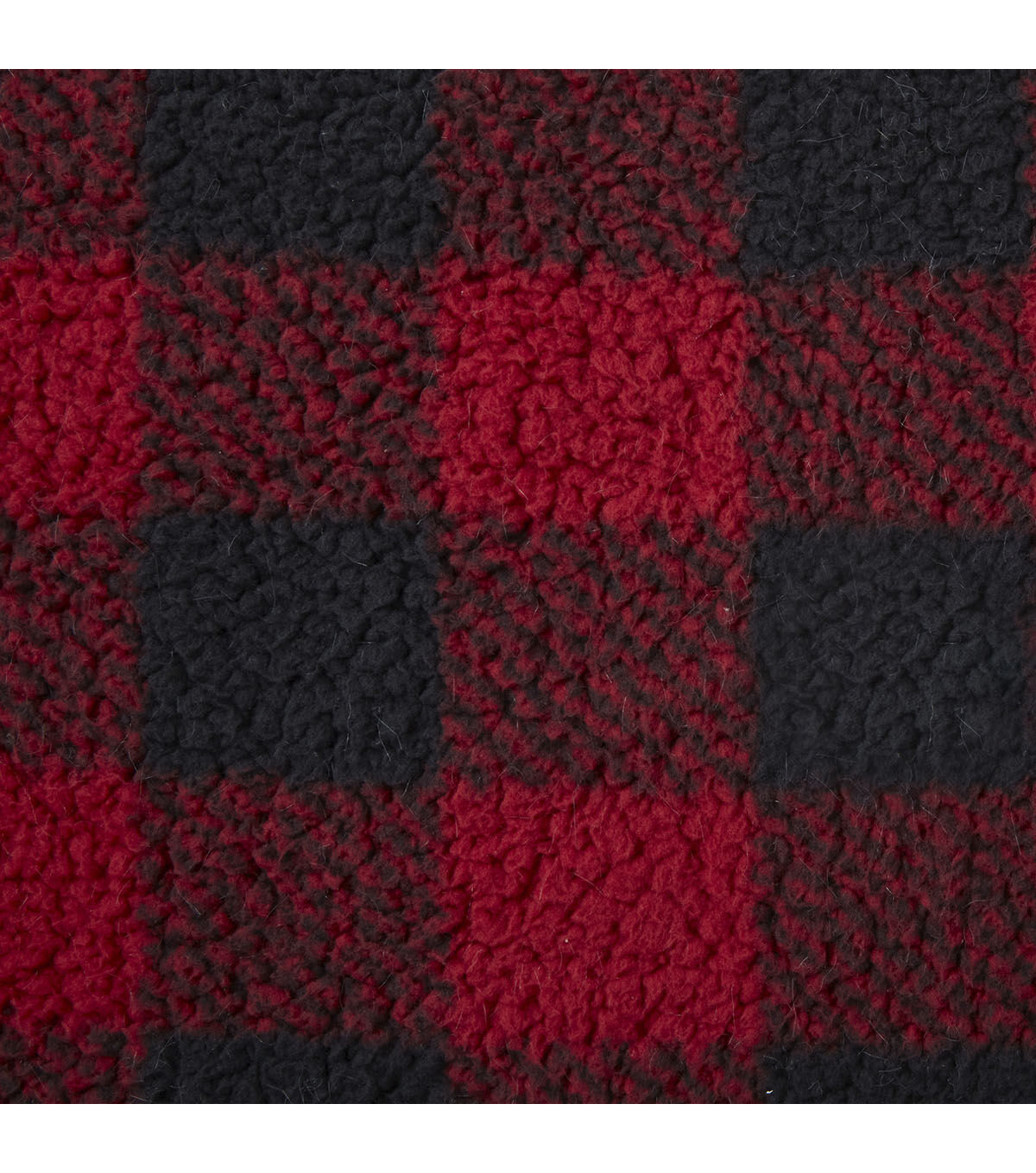 Red & Black Buffalo Checks Sherpa Fabric