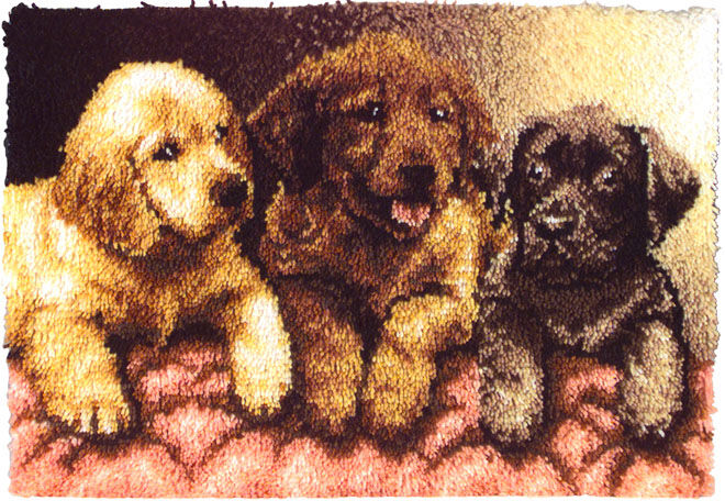 Wonderart Latch Hook Kit 24X34 Lab Puppies