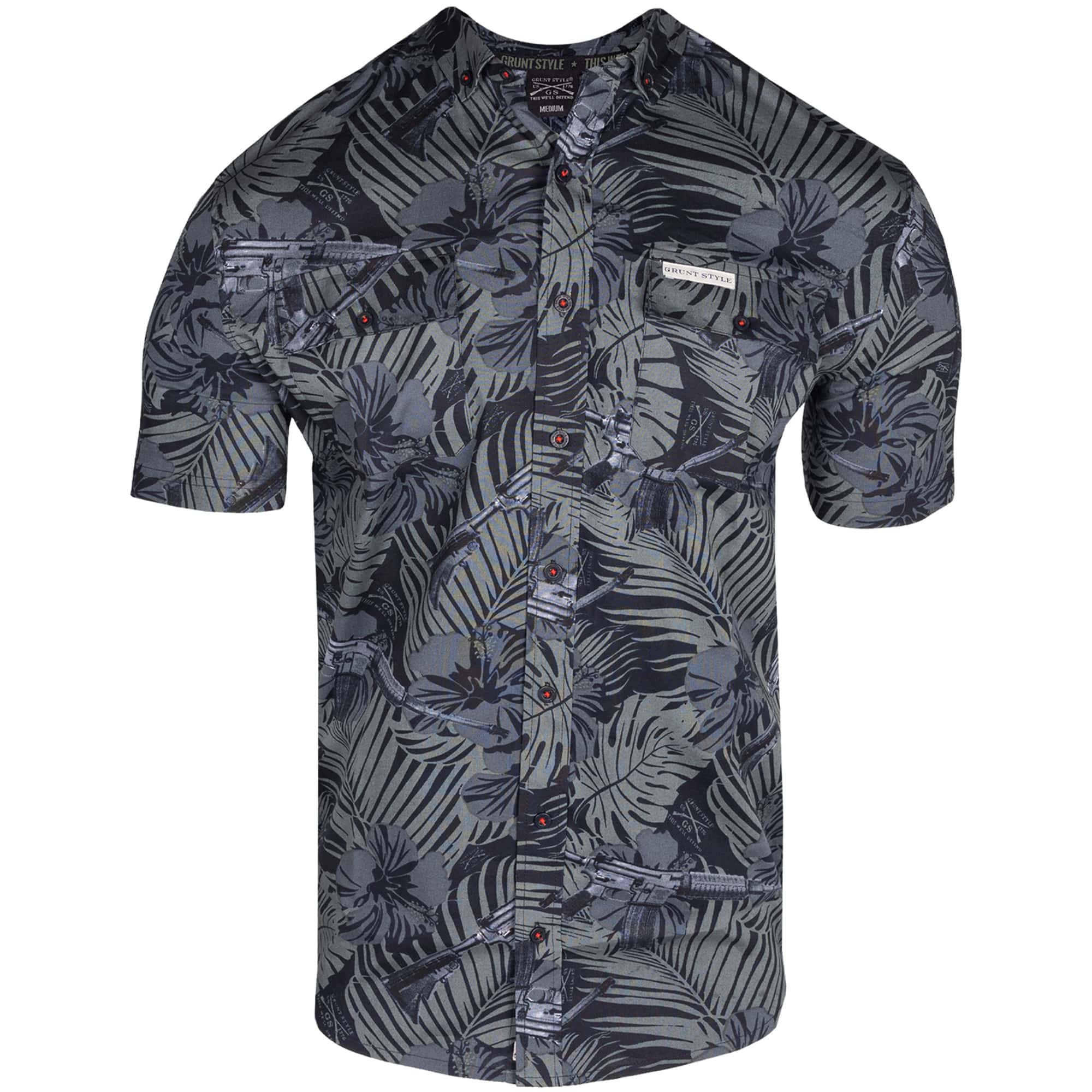 Men's Garage Button Down - Black Death Flower