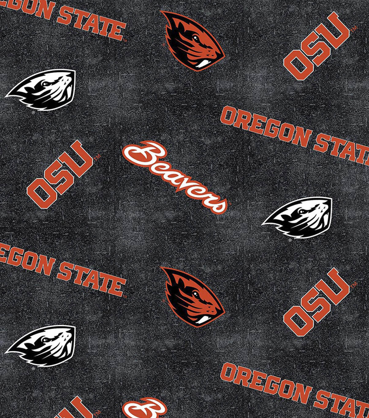 Oregon State University Beavers Flannel Fabric 42 Distressed Logo