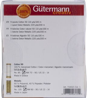 Gutermann Cotton 50 Holiday Thread Set - 10 Spools-Collection 1 - Gold M