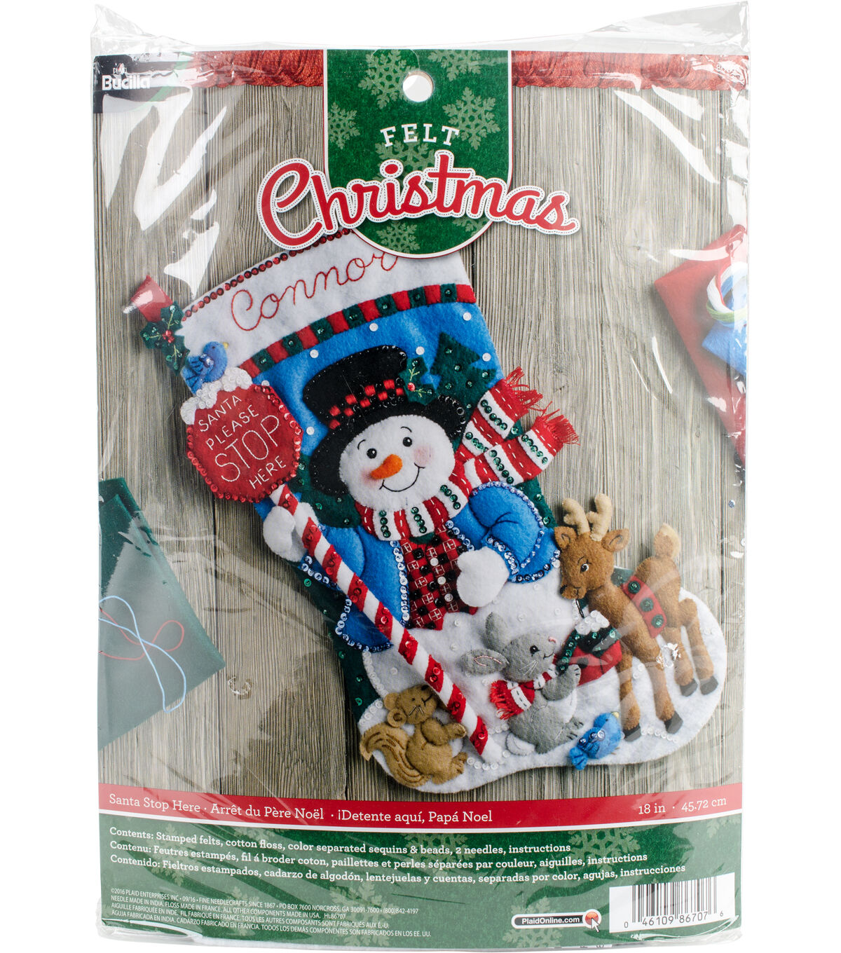Bucilla 18 Santa Stop Here Stocking Needle Felting Applique Kit