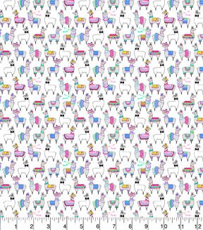 Fabric Traditions Llamas On White Novelty Cotton Fabric