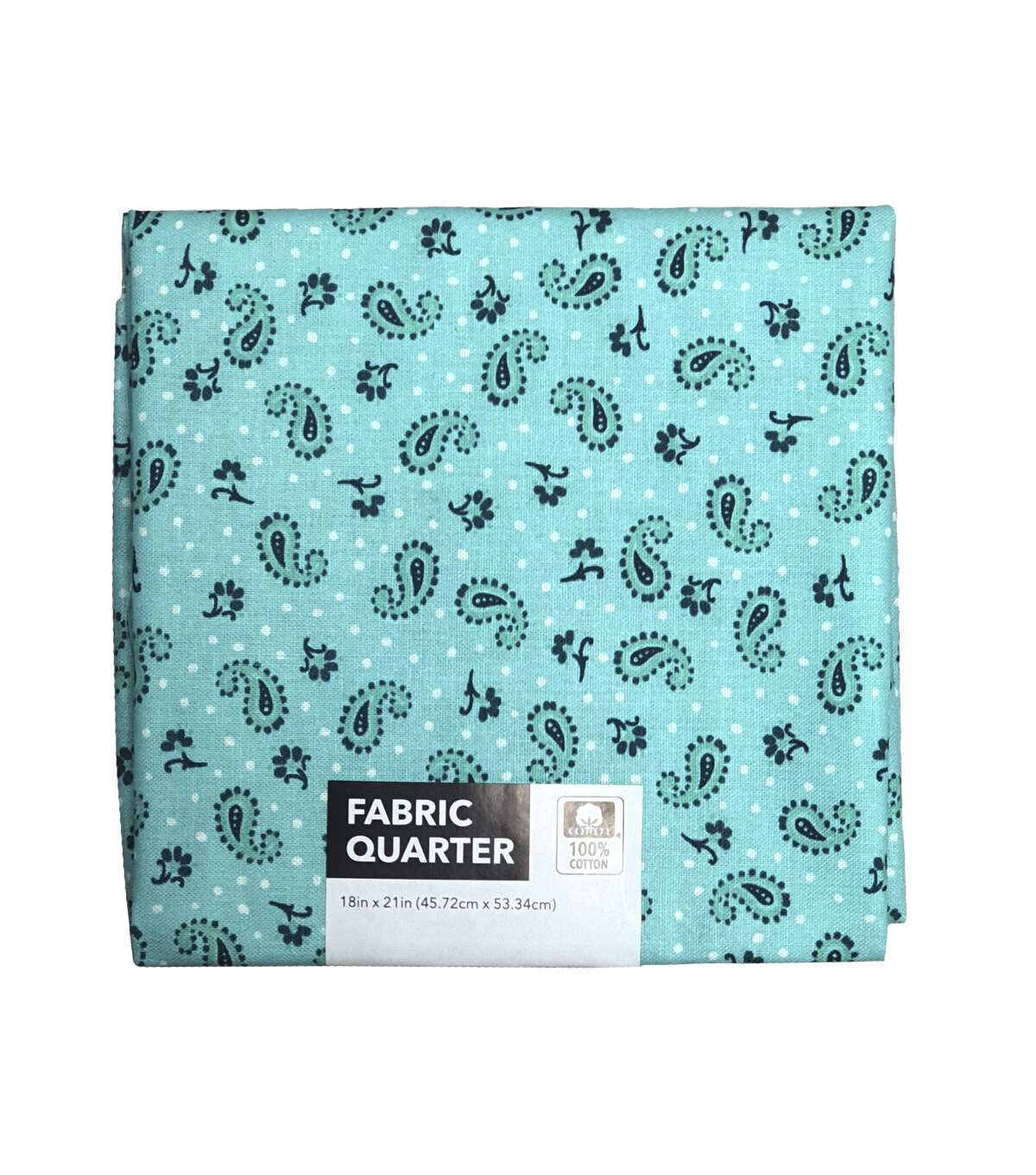 18 x 21 Teal Paisley Cotton Fabric Quarter 1pc by Keepsake Calico